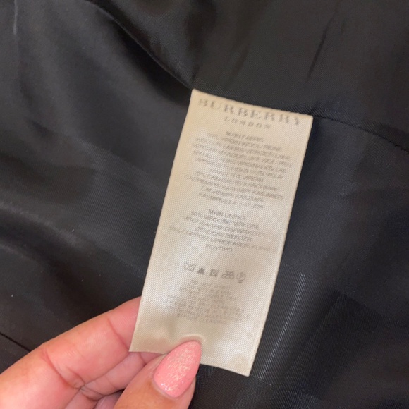 BURBERRY Kensington Black Wool Cashmere Double Breasted Trench Size 4 - Picture 7 of 15